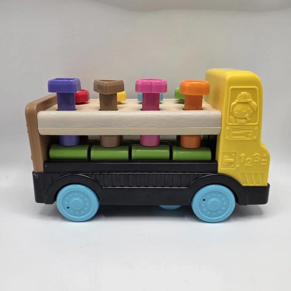 Tap-a-Peg Wooden Truck‎ Toy, Learning Colors Counting Hammer Peg Preschool STEM